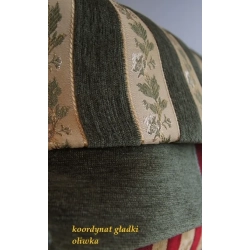 Koordynat szenil gładki oliwka do pasów  stylowych oliwkowych żakardowo-szenilowych